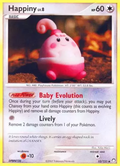 Happiny 52/123 Mysterious Treasures Pokemon card