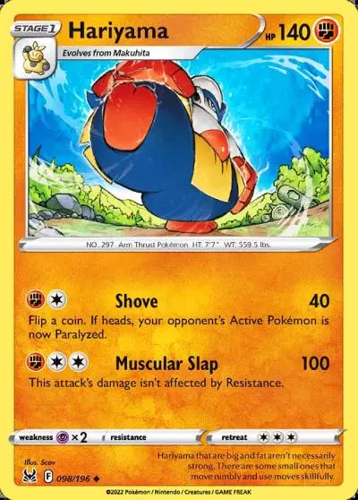 Hariyama 98/196 Lost Origin Pokemon card