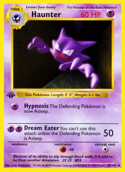 Haunter 29/102 Base Pokemon card