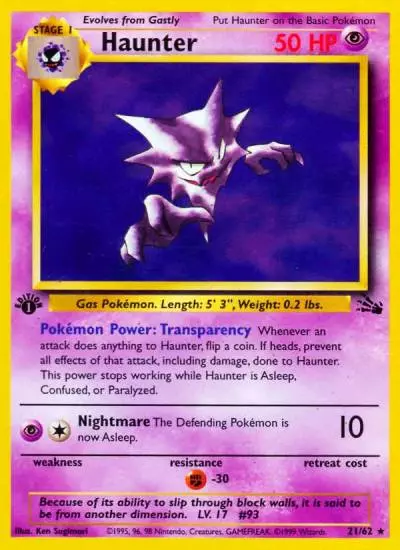 Haunter 21/62 Fossil Pokemon card