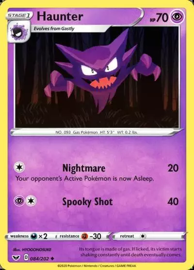 Haunter 84/202 Sword & Shield Pokemon card