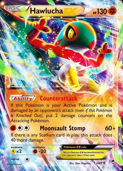 Hawlucha-EX 64/111 Furious Fists Pokemon card