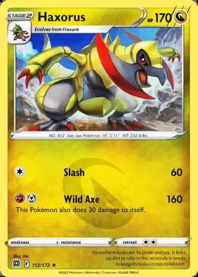 Haxorus 112/172 Brilliant Stars Pokemon card