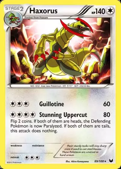 Haxorus 89/108 Dark Explorers Pokemon card