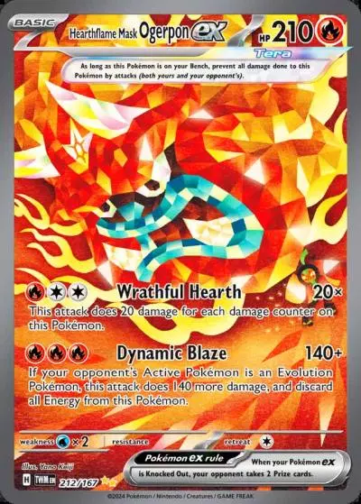 Hearthflame Mask Ogerpon ex 212/167 Twilight Masquerade Pokemon card