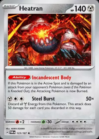Heatran 123/167 Twilight Masquerade Pokemon card