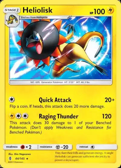 Heliolisk 44/145 Guardians Rising Pokemon card