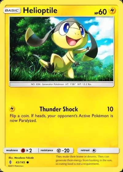 Helioptile 43/145 Guardians Rising Pokemon card