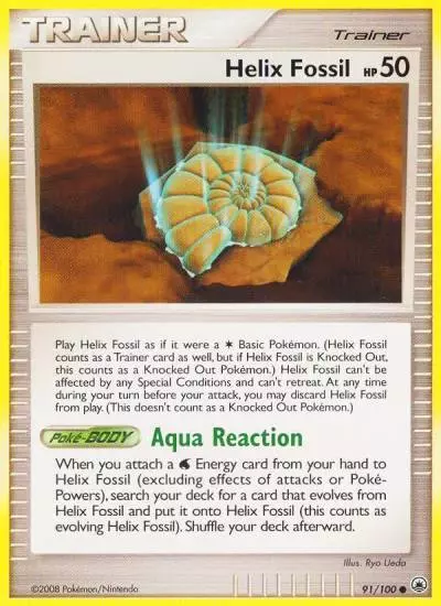 Helix Fossil 91/100 Majestic Dawn Pokemon card