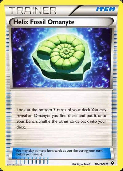 Helix Fossil Omanyte 102/124 Fates Collide Pokemon card