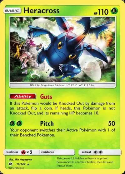 Heracross 11/147 Burning Shadows Pokemon card