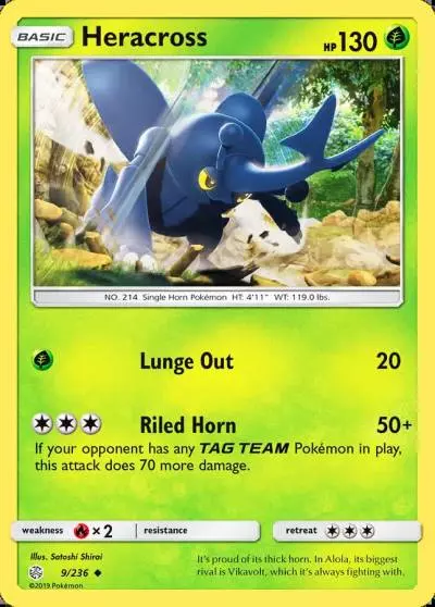Heracross 9/236 Cosmic Eclipse Pokemon card