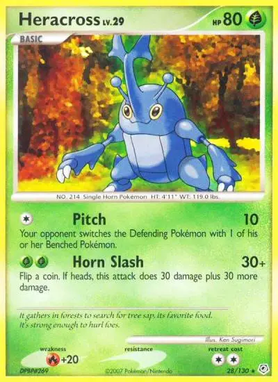 Heracross 28/130 Diamond & Pearl Pokemon card