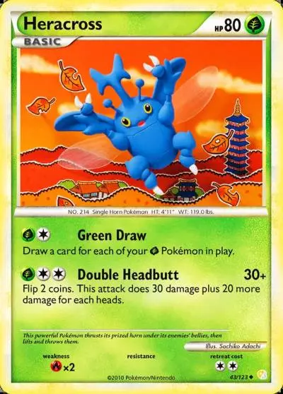 Heracross 43/123 HeartGold & SoulSilver Pokemon card