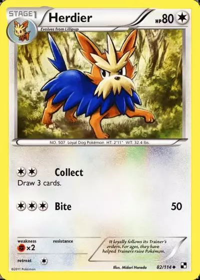 Herdier 82/114 Black & White Pokemon card