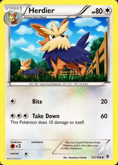 Herdier 121/149 Boundaries Crossed Pokemon card