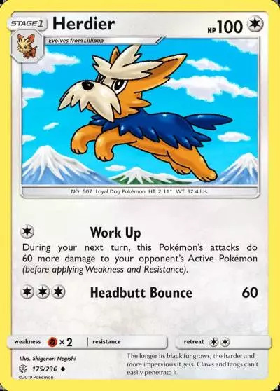 Herdier 175/236 Cosmic Eclipse Pokemon card