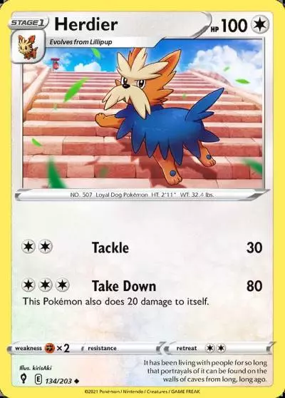 Herdier 134/203 Evolving Skies Pokemon card