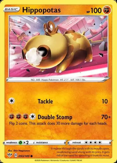 Hippopotas 93/189 Darkness Ablaze Pokemon card