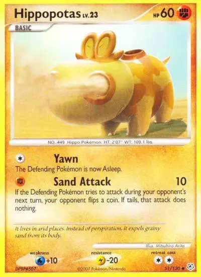 Hippopotas 51/130 Diamond & Pearl Pokemon card