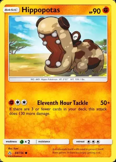 Hippopotas 68/156 Ultra Prism Pokemon card