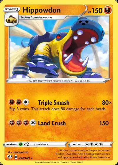 Hippowdon 94/189 Darkness Ablaze Pokemon card