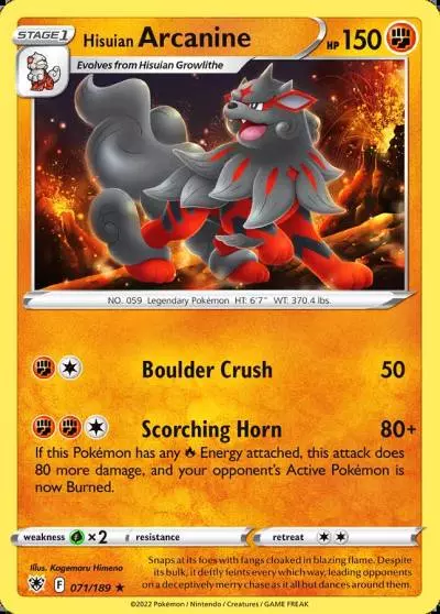 Hisuian Arcanine 71/189 Astral Radiance Pokemon card