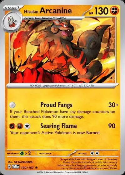 Hisuian Arcanine 100/167 Twilight Masquerade Pokemon card