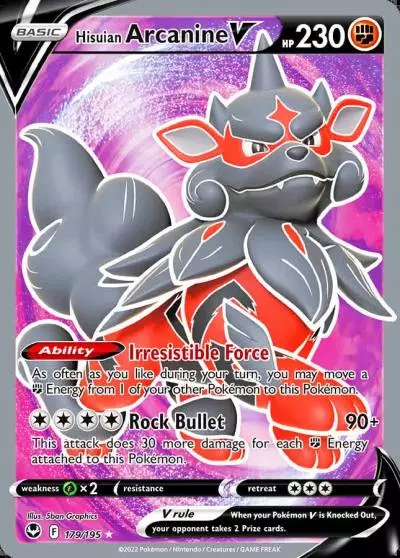 Hisuian Arcanine V 179/195 Silver Tempest Pokemon card