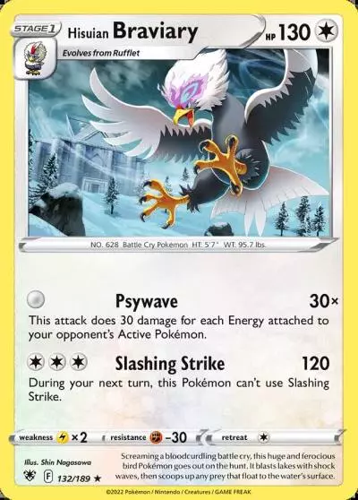 Hisuian Braviary 132/189 Astral Radiance Pokemon card