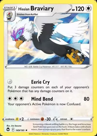 Hisuian Braviary 149/195 Silver Tempest Pokemon card