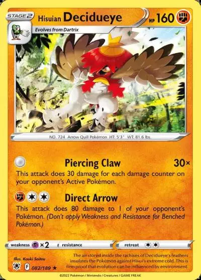 Hisuian Decidueye 82/189 Astral Radiance Pokemon card
