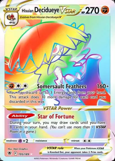 Hisuian Decidueye VSTAR 195/189 Astral Radiance Pokemon card