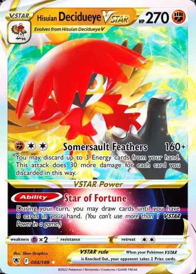 Hisuian Decidueye VSTAR 84/189 Astral Radiance Pokemon card