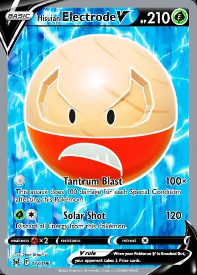 Hisuian Electrode V 172/196 Lost Origin Pokemon card
