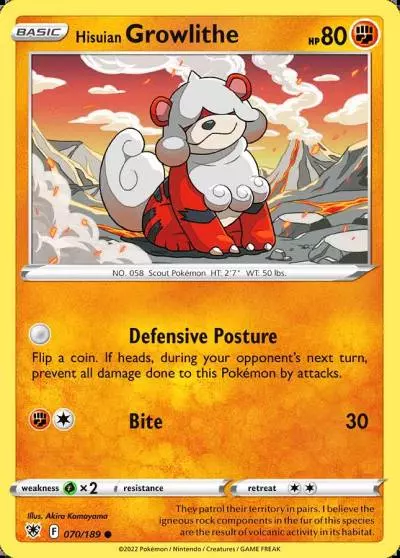 Hisuian Growlithe 70/189 Astral Radiance Pokemon card