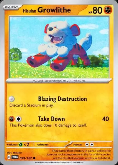 Hisuian Growlithe 99/167 Twilight Masquerade Pokemon card