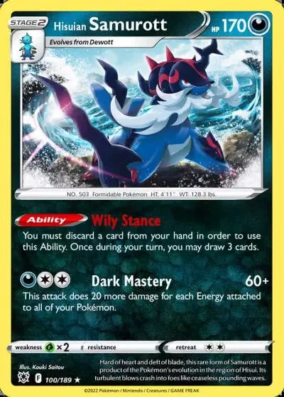 Hisuian Samurott 100/189 Astral Radiance Pokemon card