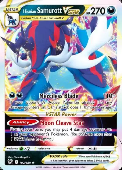 Hisuian Samurott VSTAR 102/189 Astral Radiance Pokemon card