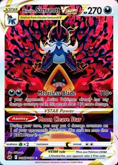 Hisuian Samurott VSTAR GG52/70 Crown Zenith Galarian Gallery Pokemon card