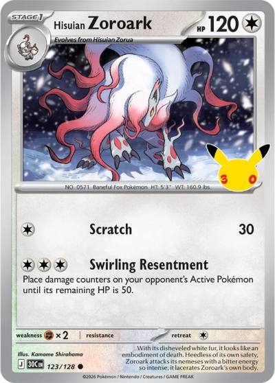 Hisuian Zoroark 123/128 30th Celebration Pokemon card