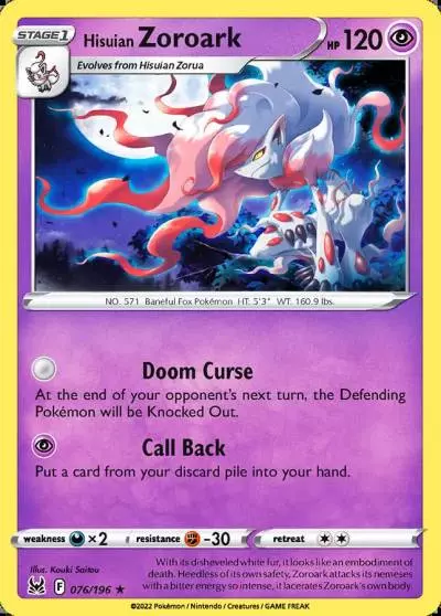 Hisuian Zoroark 76/196 Lost Origin Pokemon card