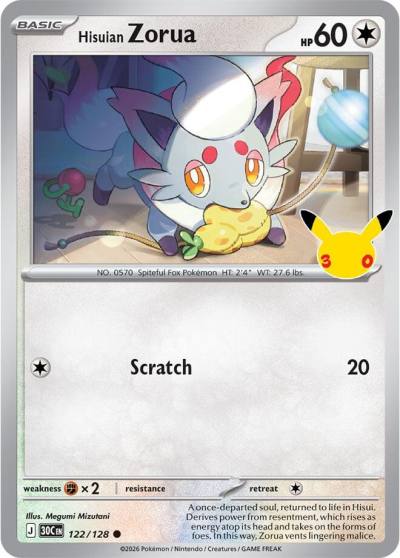 Hisuian Zorua 122/128 30th Celebration Pokemon card
