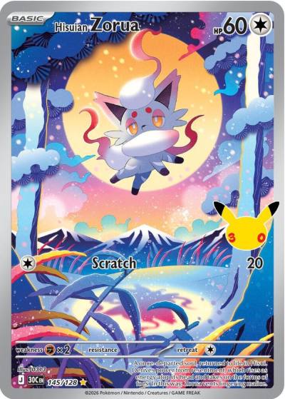 Hisuian Zorua 145/128 30th Celebration Pokemon card