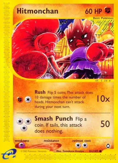 Hitmonchan 81/147 Aquapolis Pokemon card