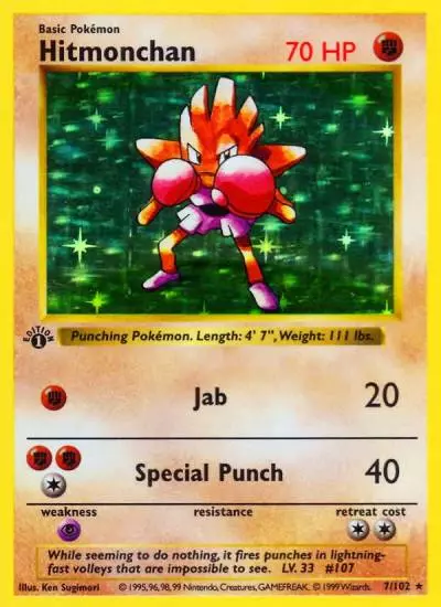 Hitmonchan 7/102 Base Pokemon card