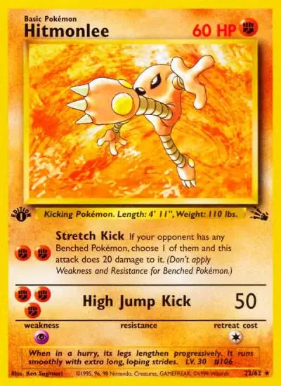 Hitmonlee 22/62 Fossil Pokemon card