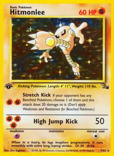 Hitmonlee 7/62 Fossil Pokemon card