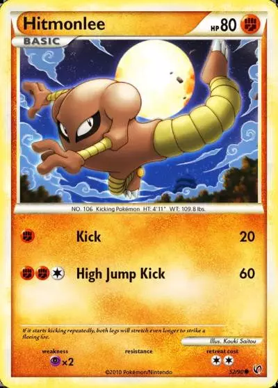 Hitmonlee 52/90 HS—Undaunted Pokemon card