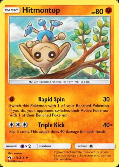 Hitmontop 113/214 Lost Thunder Pokemon card